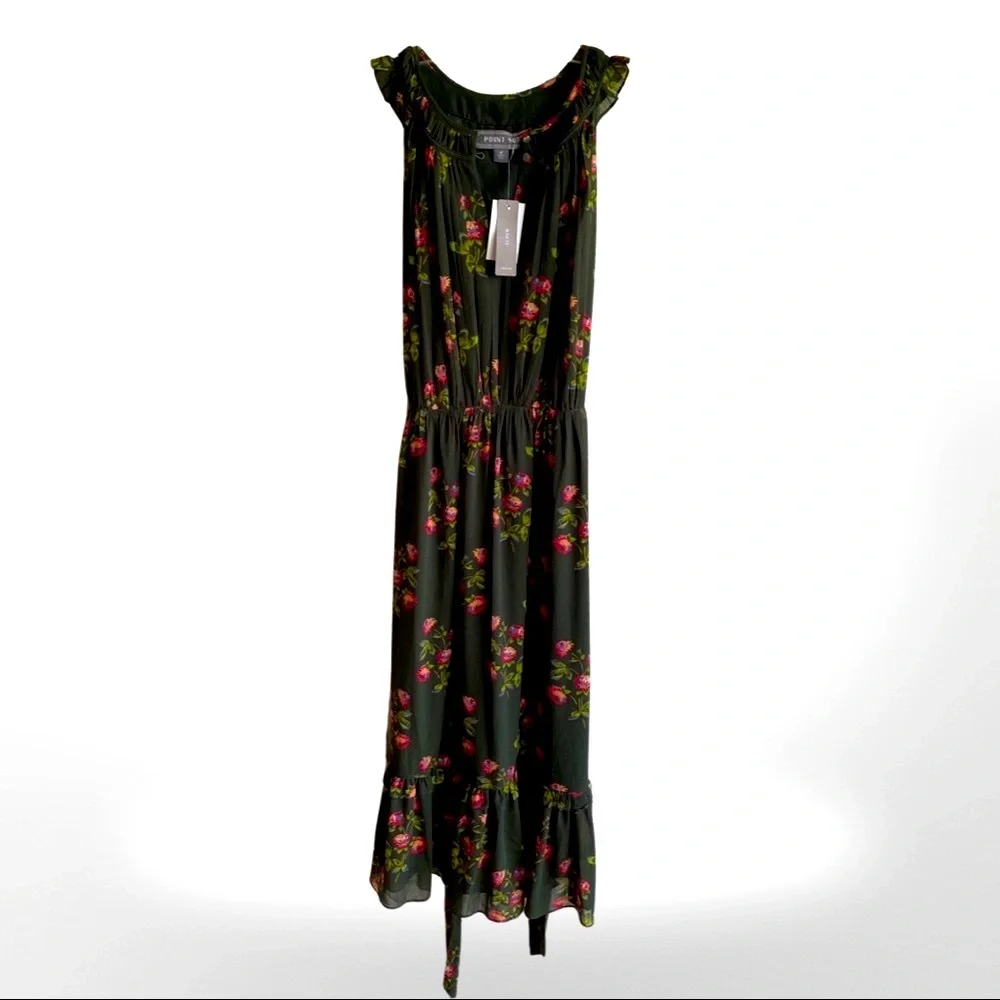 🦋HP!🦋J. Crew | Point Sur | High-Neck | Green Floral w/ Ruffle Dress | 4 | NWT - Picture 5 of 16